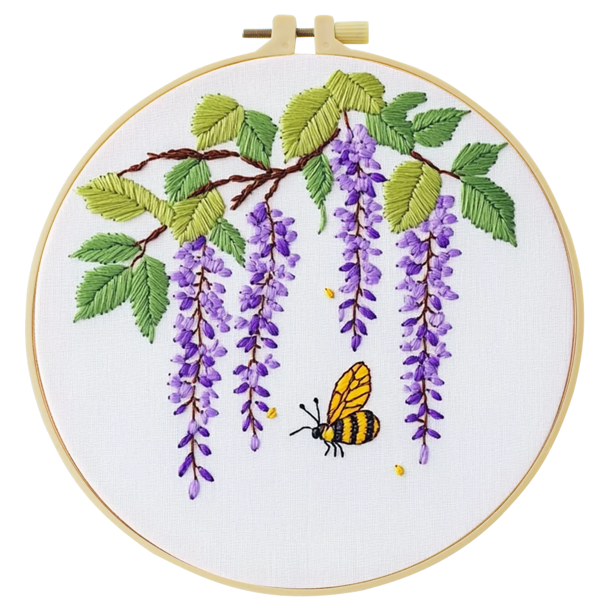 1 Stück 20X20CM/15X15CM 7,87/6,3 Zoll Bienen- und Blumen-Motiv Stickerei-Starter-Kit DIY-Set Handwerk Malerei Heimdekoration Nähkunst – Detail 5