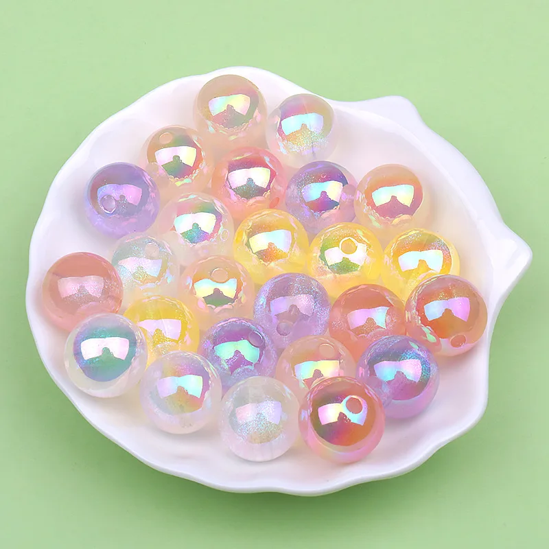 

Wholesale 80pcs 16mm AB Colors Gliter Jelly Style Round Gumball Beads Ornament Accessory Plastic Acrylic Beading Material