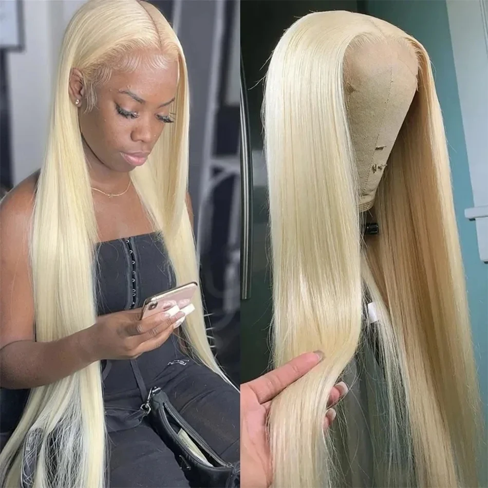 

613 Blonde Straight 13x6 Transparent Lace Front Wig Human Hair Brazilian Preplucked 13×4 Lace Frontal Wig Color Wig For Women