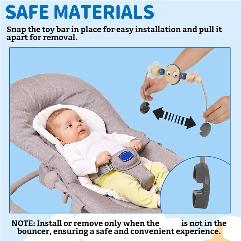 T84c-arco de carrinho de bebê bouncer com olhos googly para assento de carro, para bebês acessório bouncer-fácil instalação-música incluída