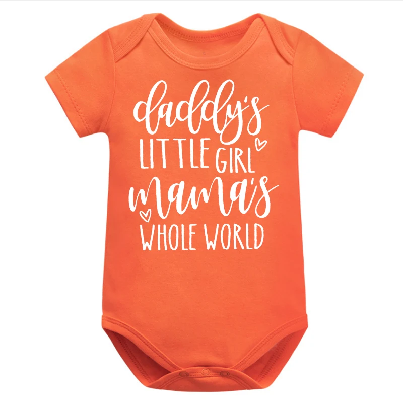 Daddy's Girl Momma's Whole World Onesie Baby Gift Cute Girl Newborn Clothes Mother's Day Father's Day Coming Baby Bodysuit