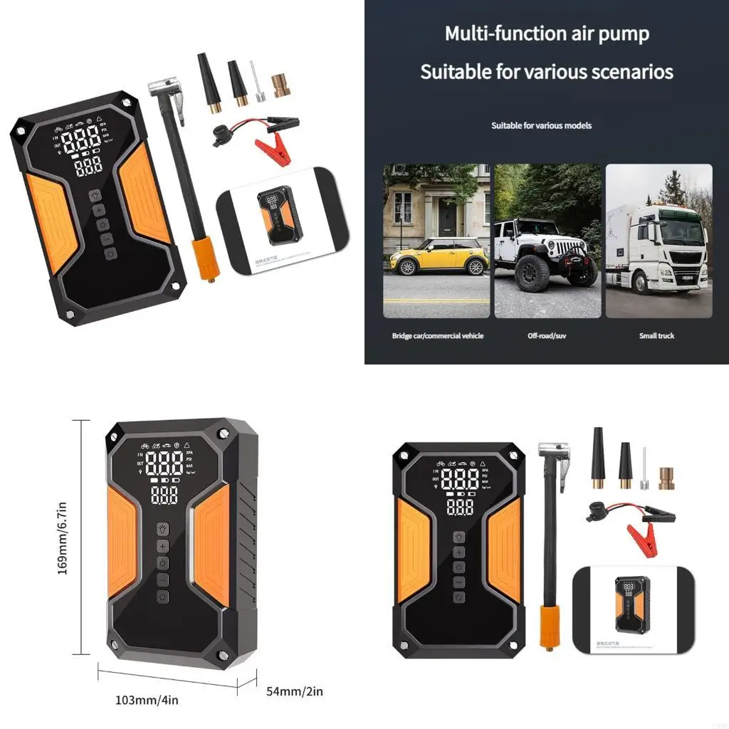 

G99F ручной беспроводной воздушный компрессор с Jump Starter Digital Display 8000mah