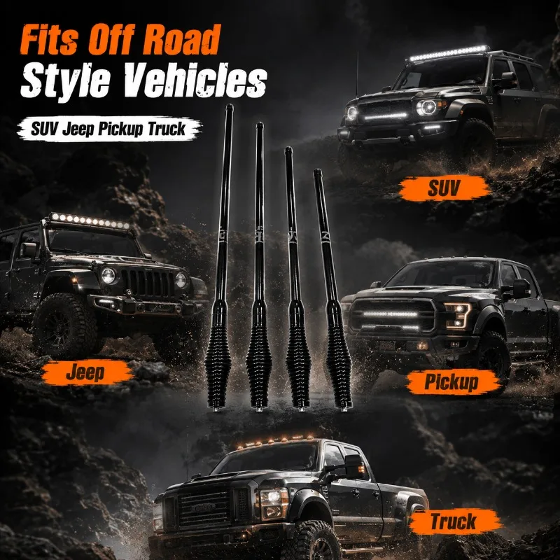 Offroad Front Bumper Decorative Antenna for SUV Truck, Flag Pole Antenna Clamp Edge  Racing Mount Universal Car Accessories - view 6