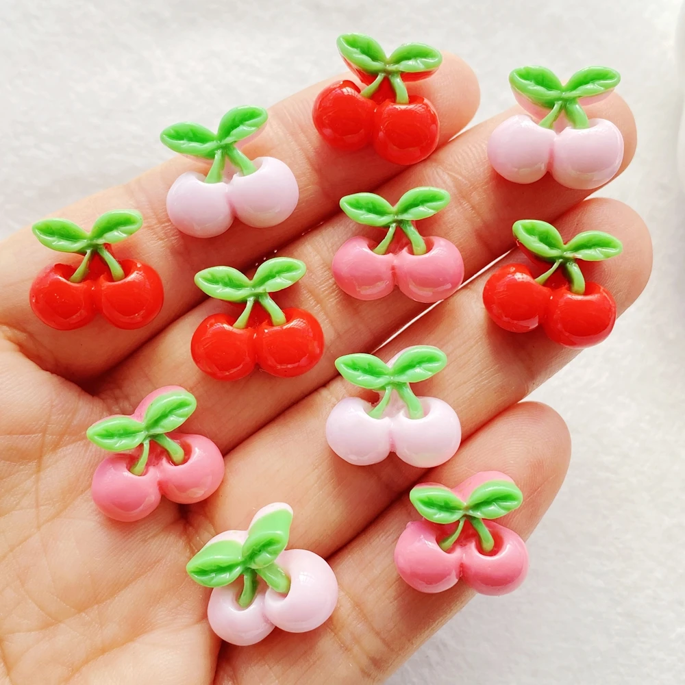 20Pcs Mixed Nail Art Resin Cherry Series Charms Rhinestones DIY Craft For Nail 3D Decorations Jewelry