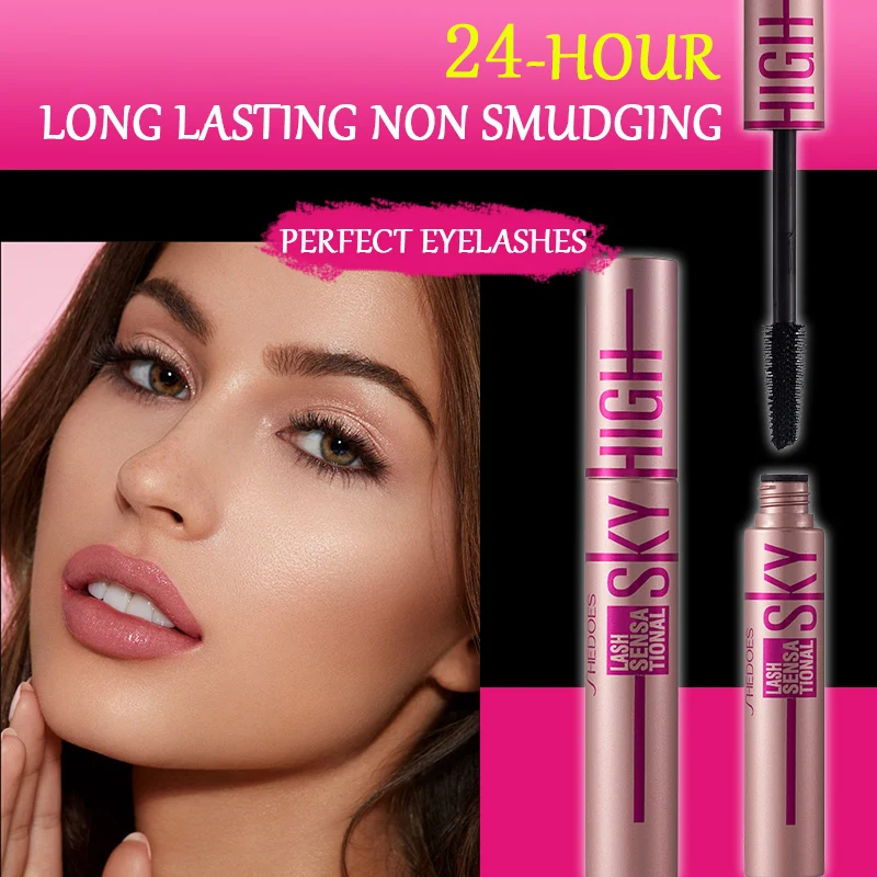 1PCS-SHEDOES Mascara 7D, long et bouclé, clair, imperméable, résistant à la sueur, pas facile à tacher, pas facile à enlever le maquillage, noir