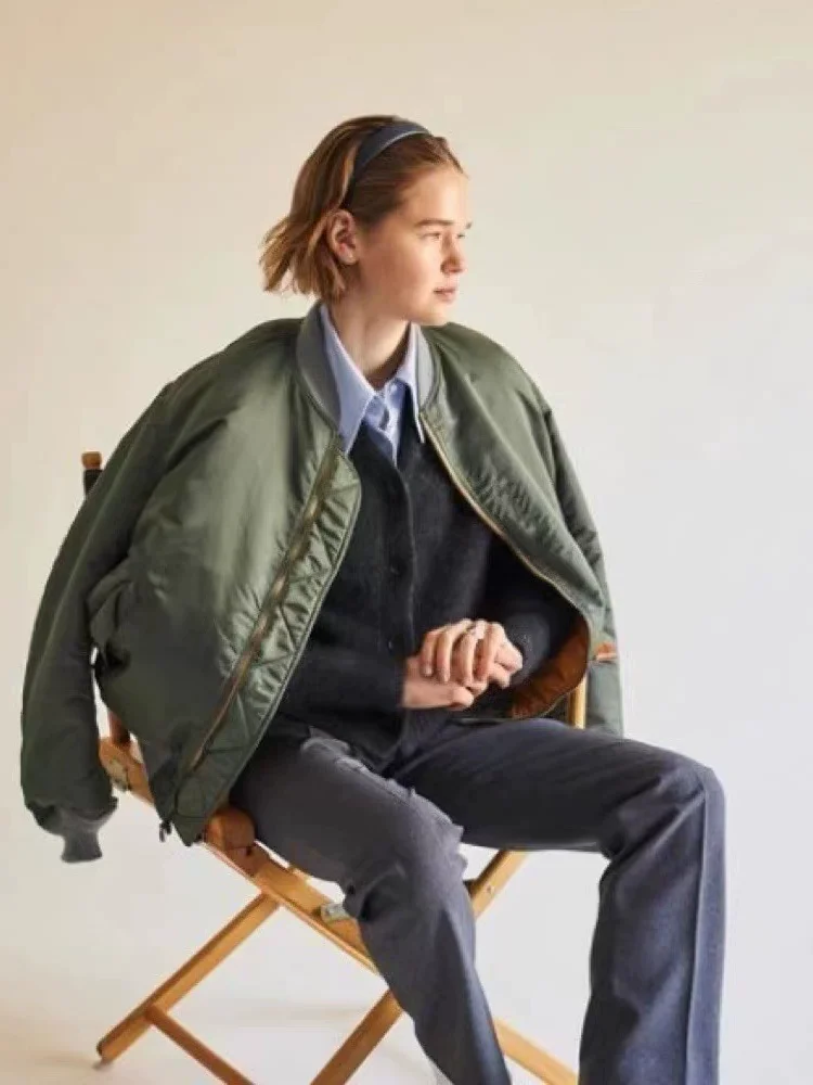 

Модная короткая бейсбольная куртка без рукавов для женщин, винтажный стиль, утепленная, с длинными рукавами, воротник-стойка, на осень 2023 года