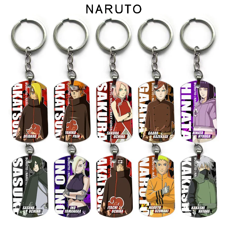 Naruto Kakashi Uchiha Madara llavero colgante collar bolso encanto militar perro etiqueta anillo Anime Cosplay accesorios para Fans