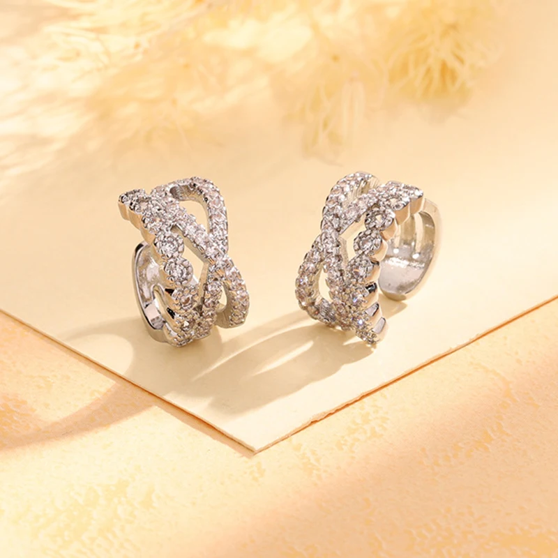 1pc Ohr Manschette Kein Piercing Conch Ohr Knochen Ohrring Neue Kpop Stil Silber Farbe Micro Intarsien Zirkon Kreuz Ohr clip Knorpel Schmuck – Detail 3