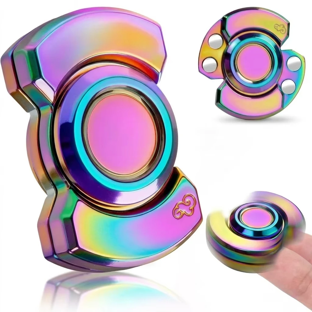 Electroplated Rainbow Fidget Spinner Random Color Metal Hand Spinner EDC Stress Relief Fingertip Gyro Anti-Anxiety Toy