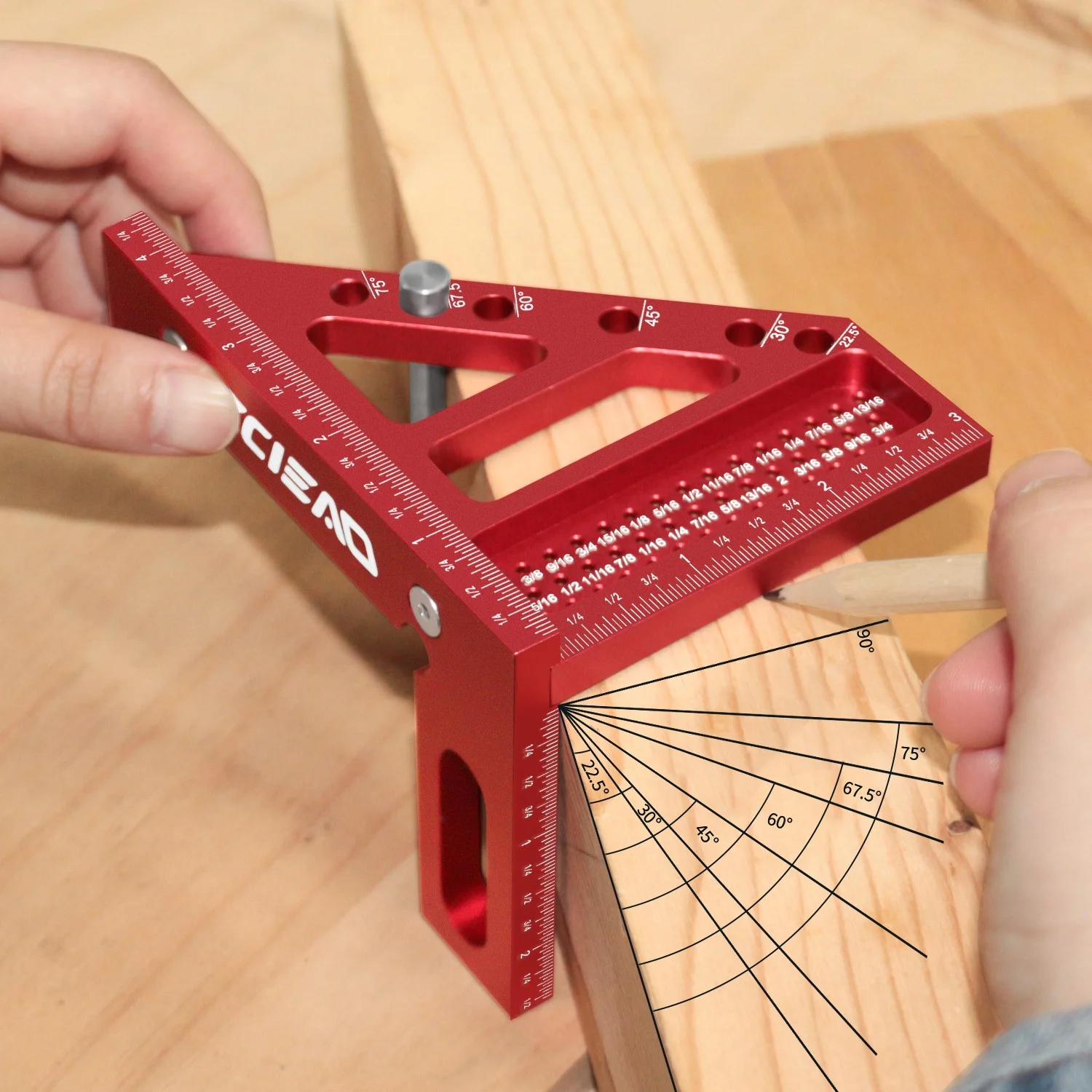 

3D Multi-Angle Carpenter Square Scriber W/ Two Pencils & Instruction Manual, Drawing Line Ruler High Precision Measuring Tool