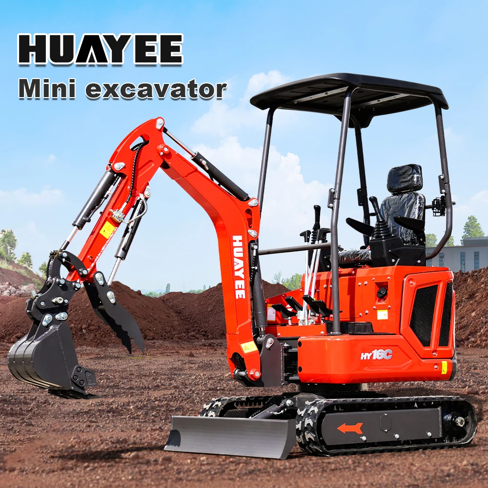 Pagamento completo, não um depósito Miniexcavadeira HY16C de 1,6 toneladas com braçadeira hidráulica e motor Kubota