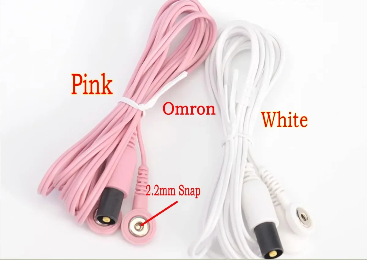 

1 Pcs Replacement Electrode Lead Wires Cable Cord With 2.2mm Snap Fit Fot Omron TENS Unit White Pink