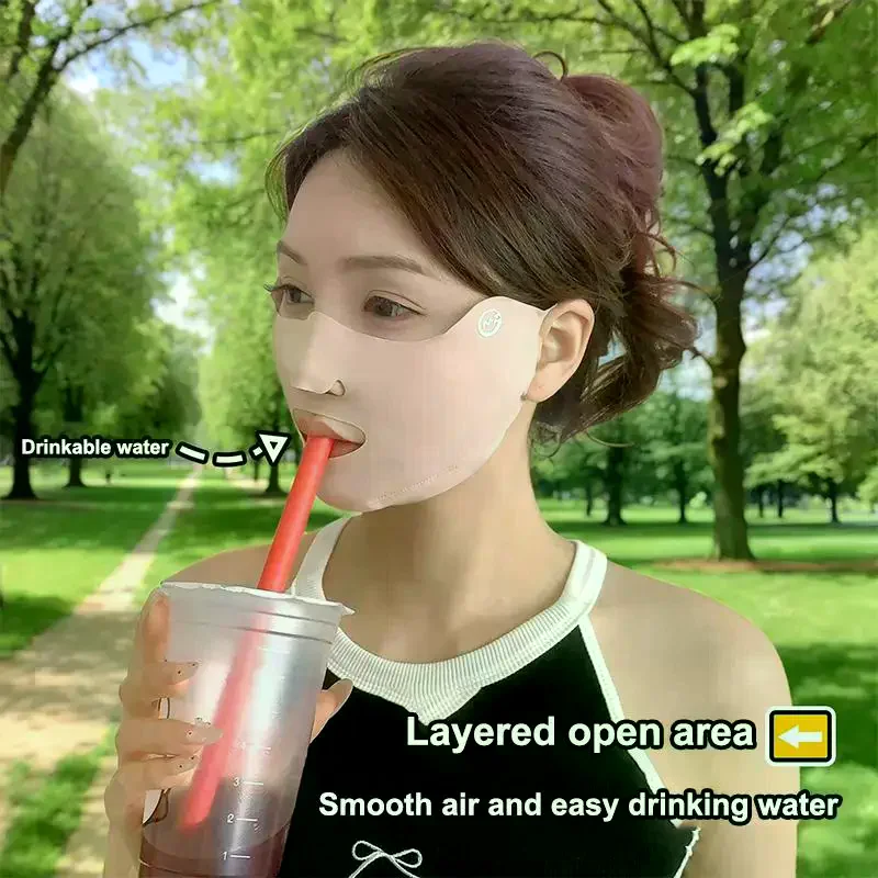

2PCS New Breathable Ice Silk Mask Washable Dustproof Sunscreen Mask Anti-UV Riding Face Mask Protect The Corners Of The Eyes