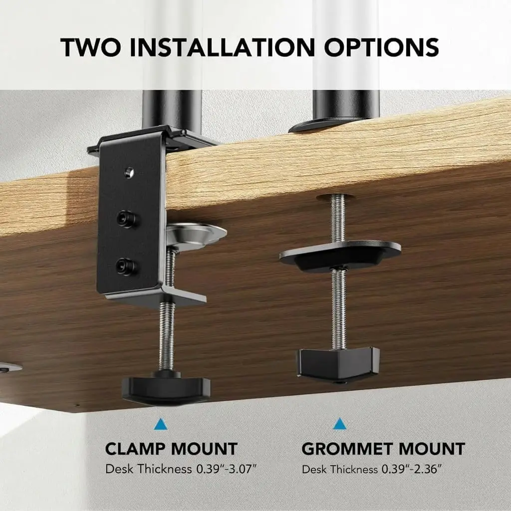 Adjustable Monitor Arm with Laptop Tray, Single Desk Mount for 13-32" VESA Monitors up to 22 lbs, 14"x12" Laptop Tray view 6