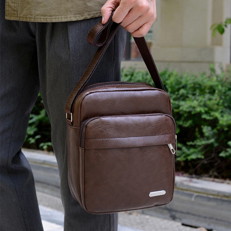 Brand Designer Men's Durable Shoulder Bag High Quality Pu Leather Cross Body Sling Bags Travel Crossbody Fashion Pack for Male