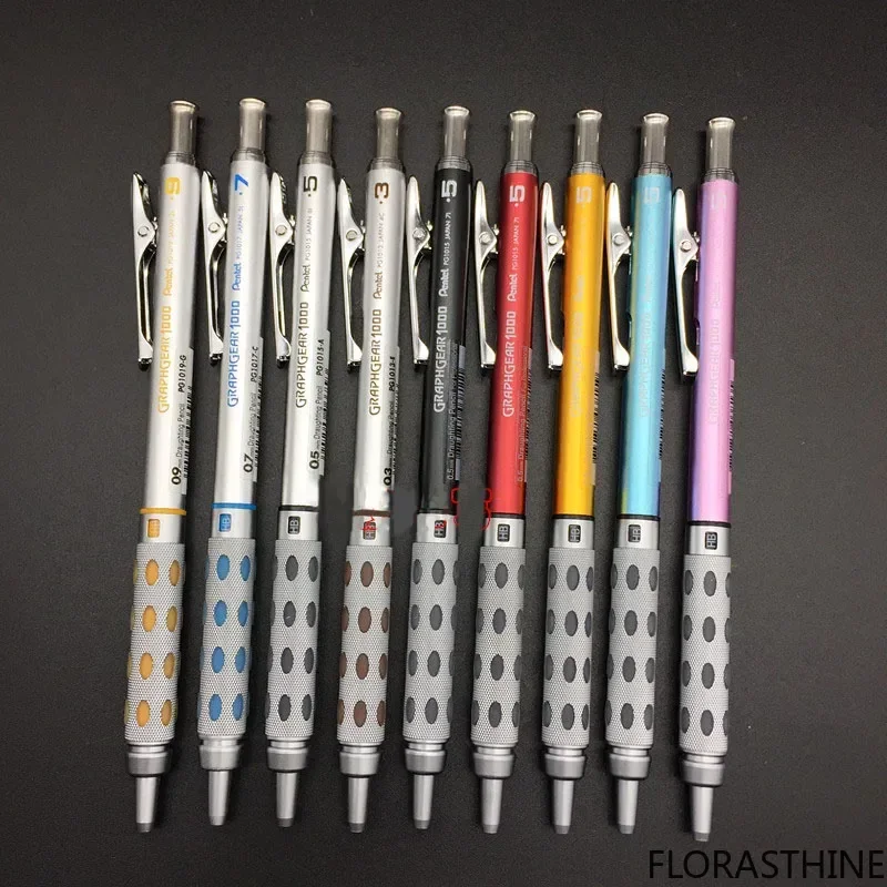 Japan Pentel GRAPHGEAR Mechanical Pencil Metal Rod 0.3 0.5 0.7 0.9MM Center Low of Gravity Automatic Pencils PG1013 1015 1017