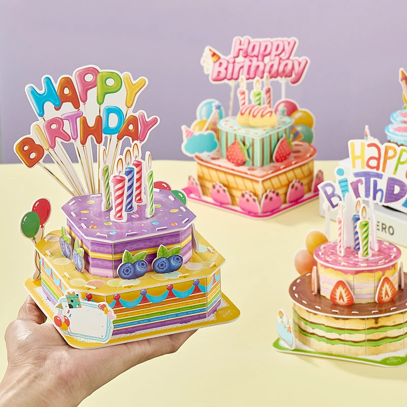 

Детские мультяшные 3D бумажные головоломки, игрушки, головоломки «сделай сам», креативная бумажная модель торта с животными, сборка, игрушки ручной работы, подарки для детей