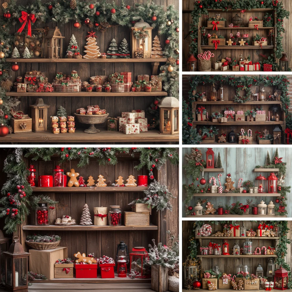

Christmas News Gift Kitchen Cabinet Photography Backdrops Wooden Brick Cupboard Wall Photocall Studio Backgrounds Accessories