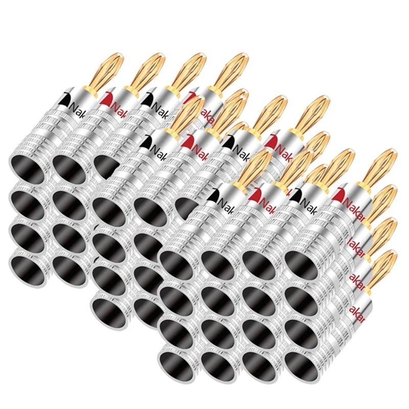 Banana Plug 24K Gold Plated 4mm Connector 100Pcs Male Speaker Audio Wire