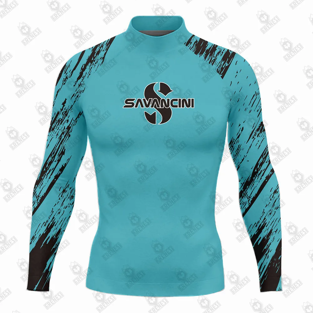 2024 Men\'s Long Sleeve Rash Guard Swimwear Surf T-Shirt UV50+ Protection Quick Dry Swim Surf Diving Shirt Tight GYM Clothes