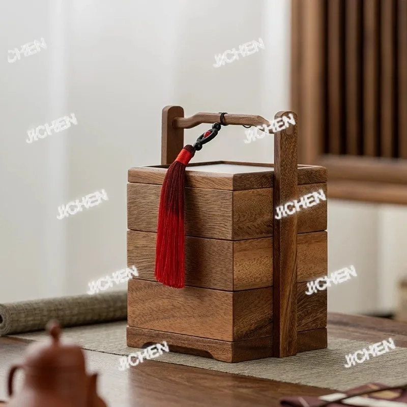 

ZQQ Dim Sum Коробка для хранения Деревянные коробки-органайзеры для фруктов Многофункциональные футляры для еды Декоративные подносы-органайзеры для мебели