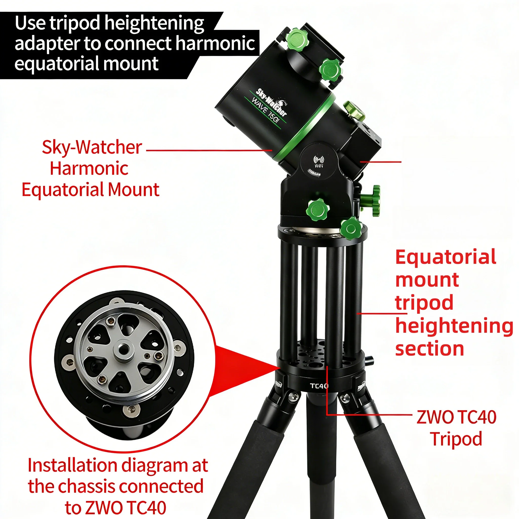 Angeleyes 200 300 400mm Extension Pier for ZWO AM5 AM3 iOptron CEM40 GEM45 Equatorial TC40 EQ3 EQ5 Tripod Extend Column Support