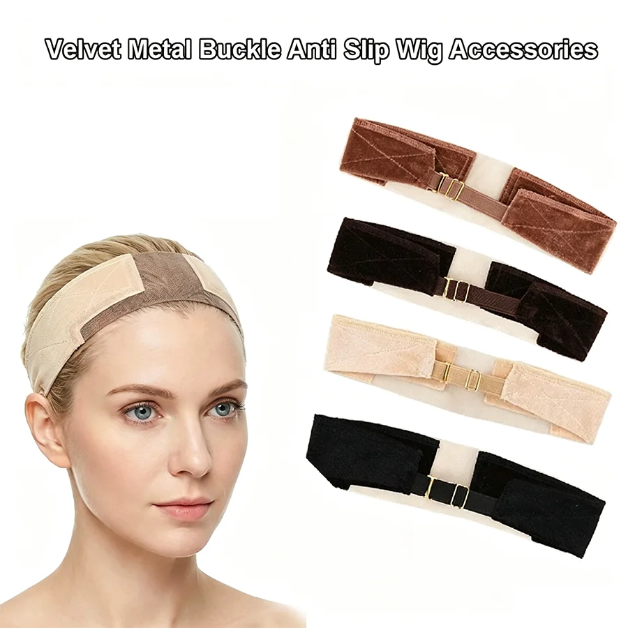 Adjustable Velvet Anti-Slip Wig Band with Metal Buckle, Wig Secure Headband Wig Accessories for Women
