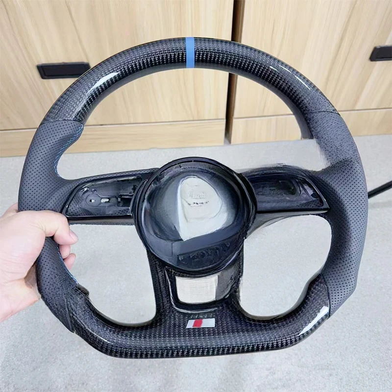 

Modified Carbon Fiber Steering Wheel Assembly Blue Style Suitable For Audi A3 A4 B9 RS3 S3 RS4 S4 A5 S5