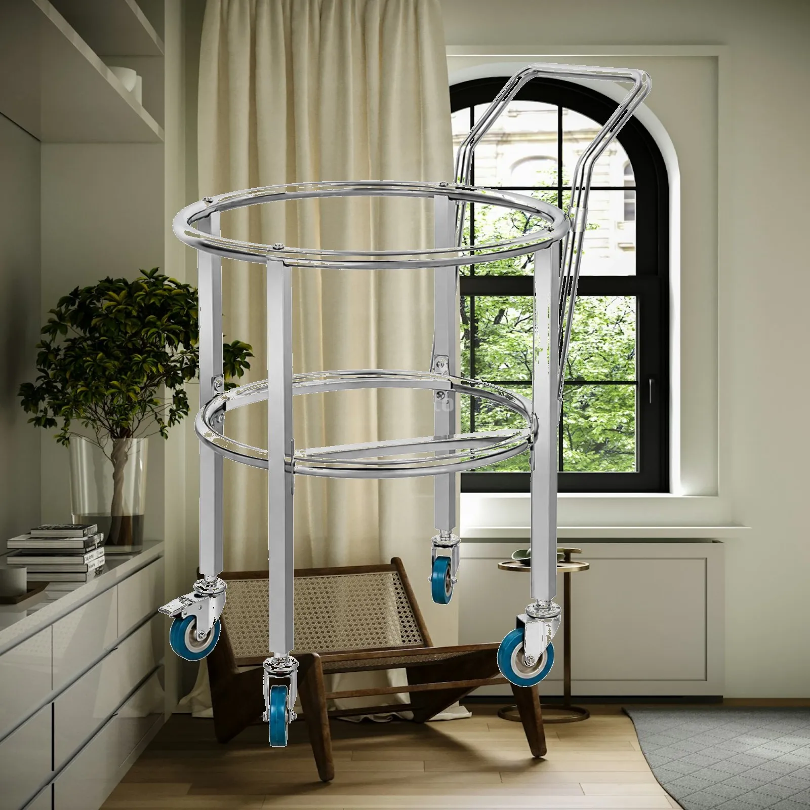 Commercial Soup Bucket Trolley with 35cm Diameter Ring Rolling Stand for Restaurant and Catering Operations