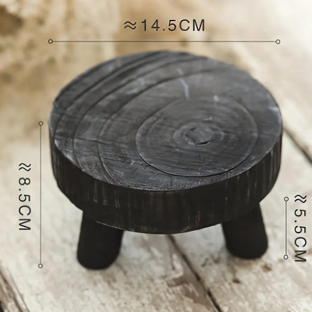 Wood Round Pedestal Stand Stable Three Leg Wooden Plant Stand Cake Dessert Food Display Indoor Home Decoration