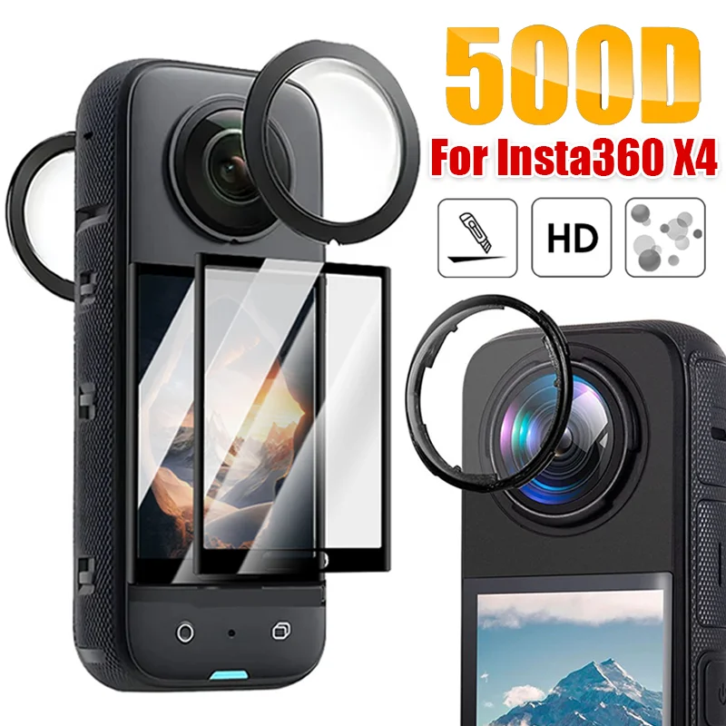 

HD Tempered Glass Dual Lens Guards For Insta360 X4 Screen Protector Film Rotatable Detach Len Cover For Insta360X4 Action Camera