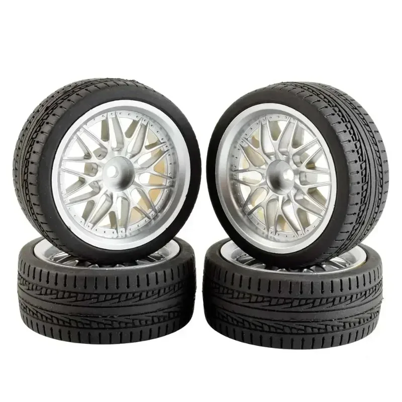 

1/10 RC Touring Drift Car 64mm Rubber On Road Tires Wheel Rims 4PCS Spare Parts for Tamiya TT01 TT02 HPI WR8 Kyosho HSP