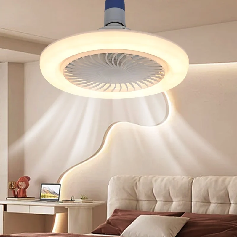 2-in-1 Three-speed ceiling fan with light and Remote Control E27 AC Lighting For Bedroom Living Room Light Fan Ceiling