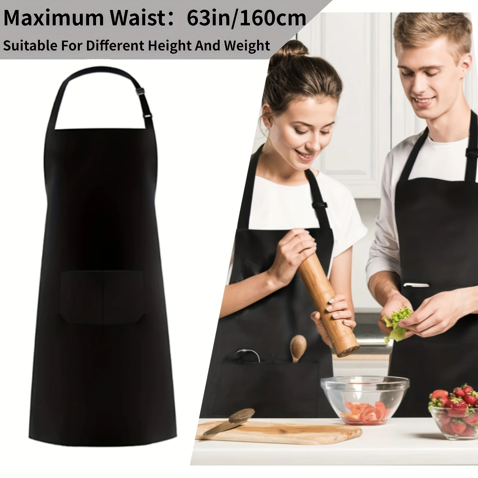 

1pc Waterproof Adjustable Bib Apron with 2 Pockets for Cooking and Baking Perfect for Chefs of All Ages Kitchen Supplies