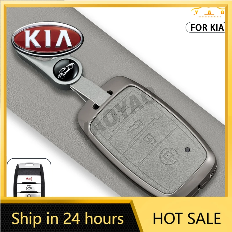 

2026 Hot Car Sticker Zinc Alloy + Leather Car Key Case Cover for KIA Rio Rio5 Sportage Ceed Cerato K3 KX3 K4 K5 Sorento Optima P