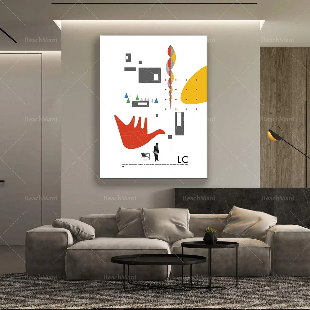 Collage. Le Corbusier. Modern architecture. Digital printing. Gift for an architect. Office decor