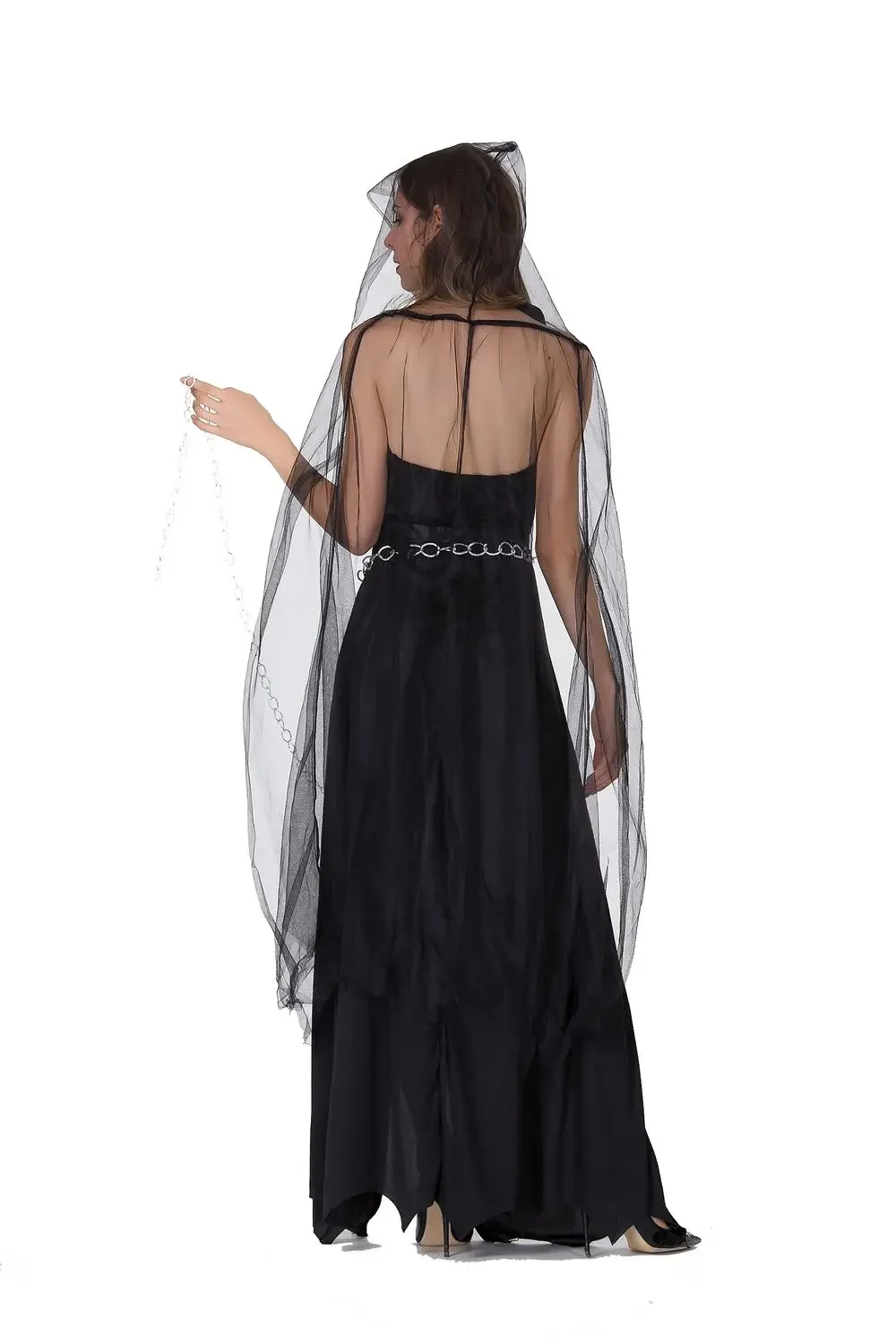 Adult Black Sexy Dress Witch Cosplay Costume Vampire Queen Masquerade Carnival Party Uniform