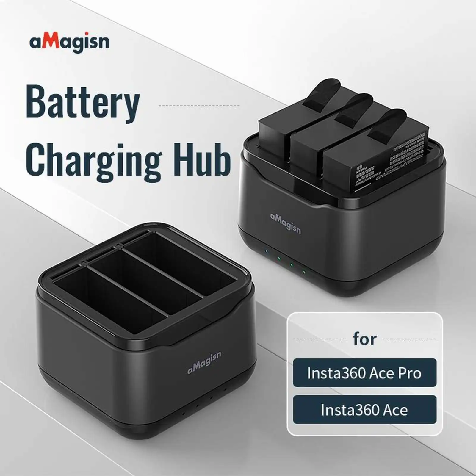 

aMagisn Battery Charger Cradle for Insta360 Ace/Ace Pro Battery Sports Camera Charging Hub with Three Electric Troughs