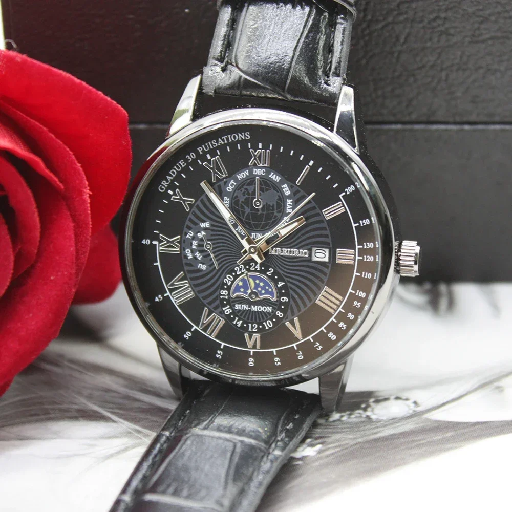 5pcs Set Men's Water Proof Clock Jewelry Sets Retro Fashion Personality Temperament Men's Watch for Classmate Friend Gift