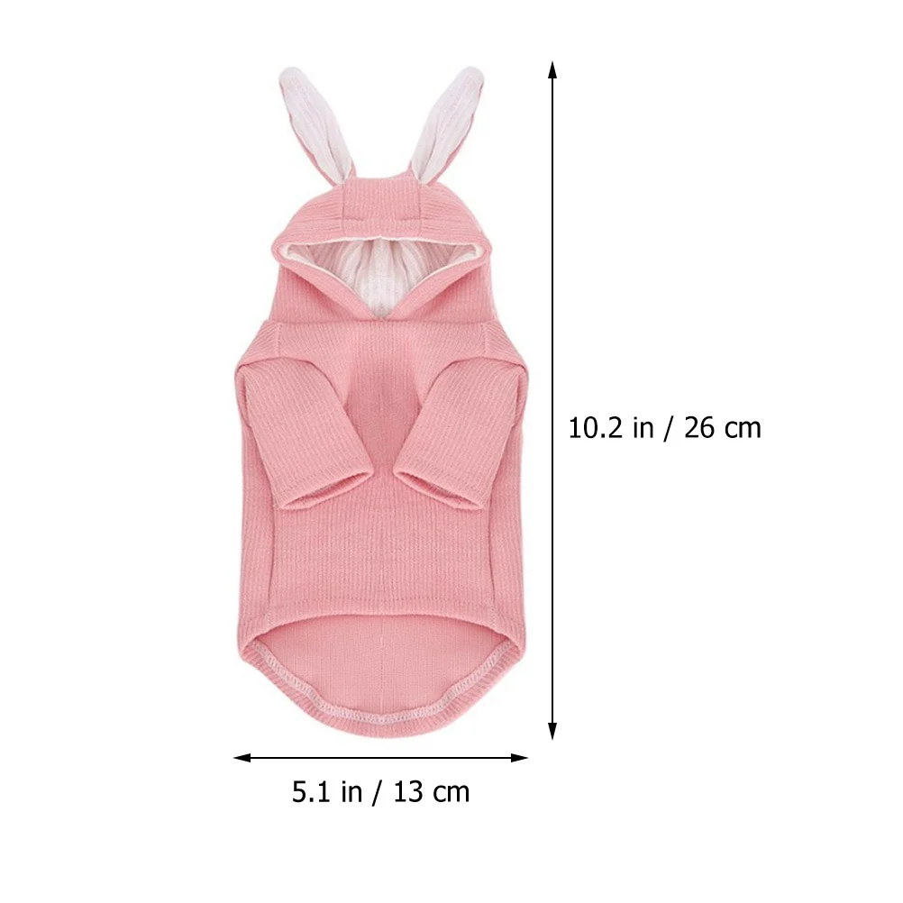 

Pet Hoodie with Rabbit Ears Cute Knitted Cat Puppy Outfit for Autumn Dog Clothes Warm Comfortable Stylish Wearable Gift
