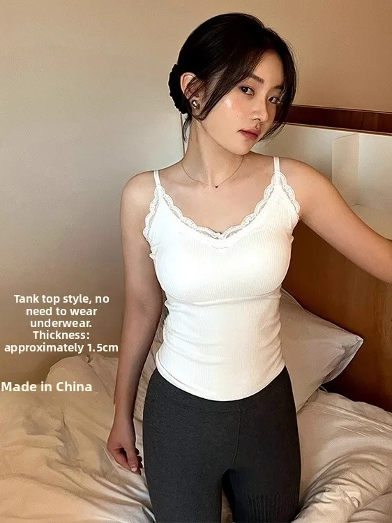 Camere Sous-vêtements thermiques pour femmes automne hiver dentelle augmenté avec coussinet de poitrine sangle une pièce gilet chaleur décontracté...