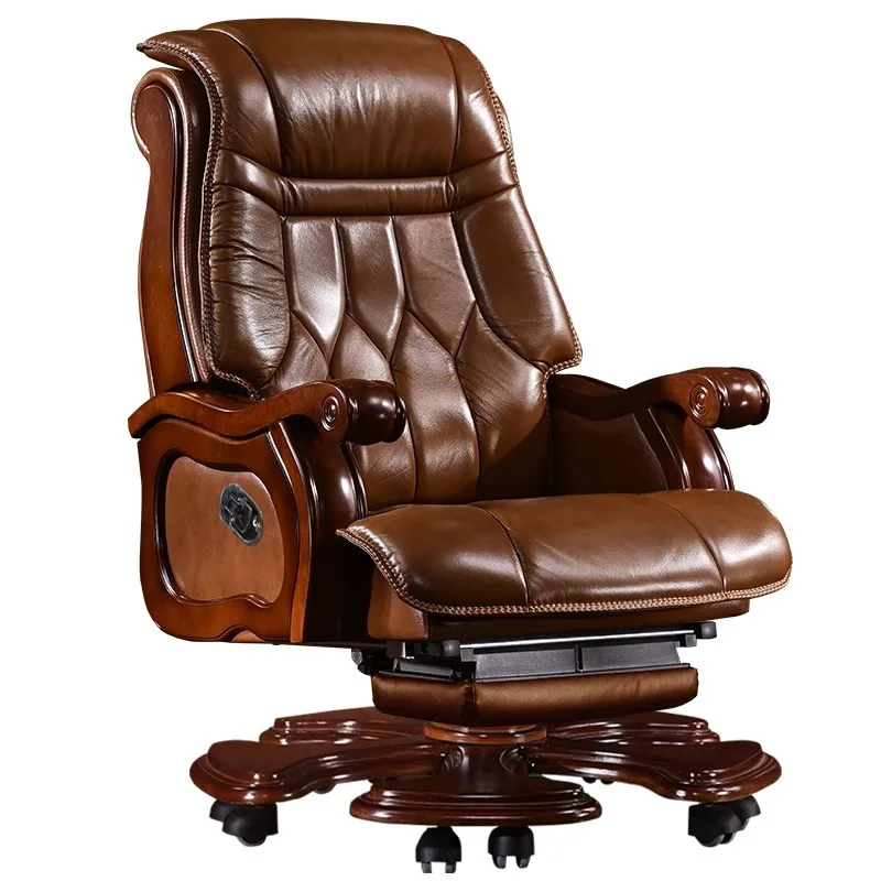 

High-end, massage, boss chair, solid wood, armrests, business, genuine leather