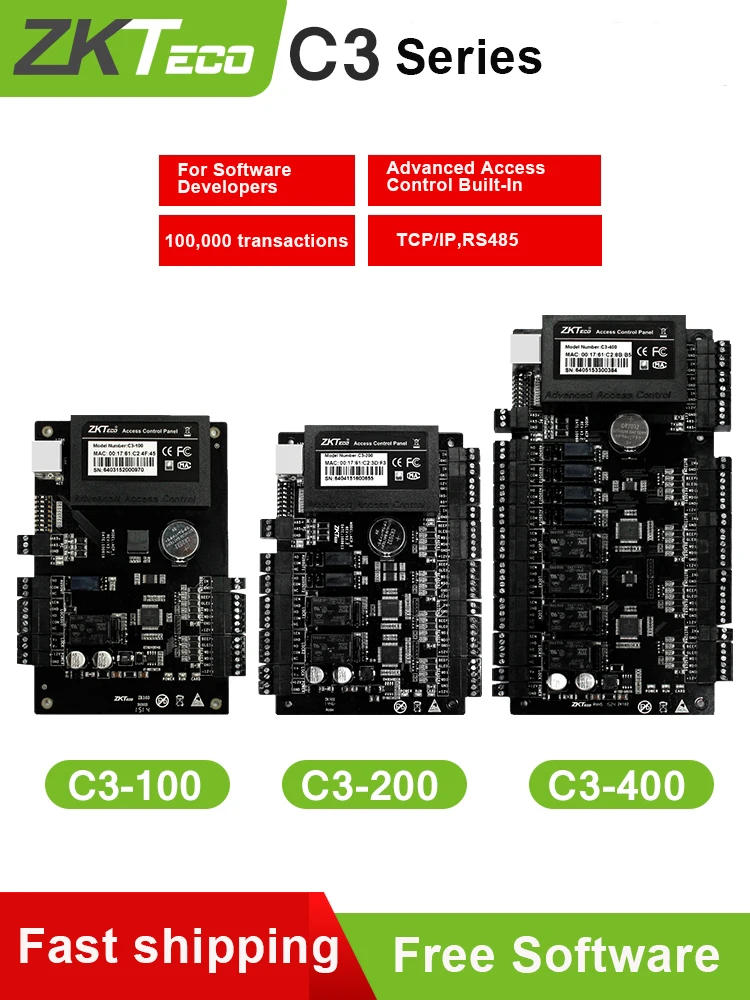 Zkteco C3-100 C3-200 C3-400 Serie Tcp/ip Enkele Deur Toegang Bedieningspaneel Bezoekersbeheer