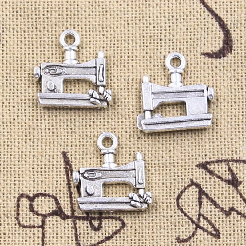 20pcs Charms Tailor Sewing Machine 15x14mm Antique Silver Color Pendants DIY Crafts Making Findings Handmade Tibetan Jewelry