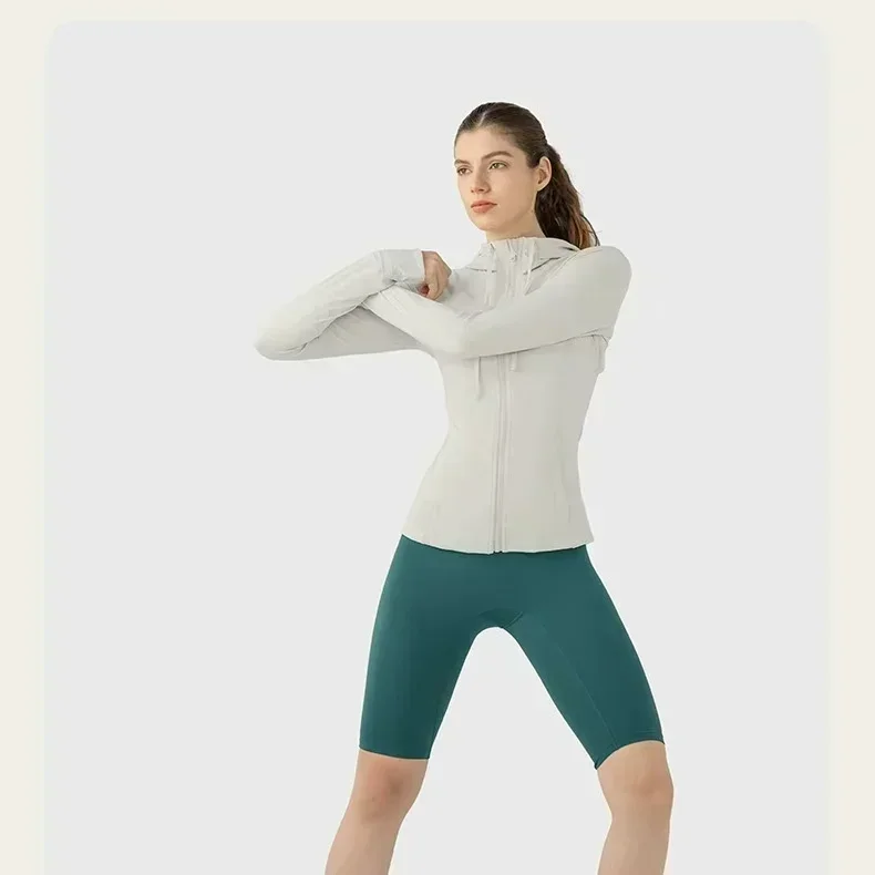 Lemon femmes définit veste de course sweat à capuche de gymnastique Sport Yoga chemise à glissière vêtements de Sport sweat-shirt sans couture avec trou pour le pouce à manches longues