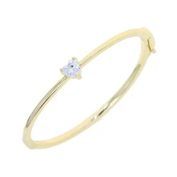 Iced Out Bling 5A Cubic Zirconia CZ Heart Shaped Stone Simple Classic Fashion Women Bangle Bracelet