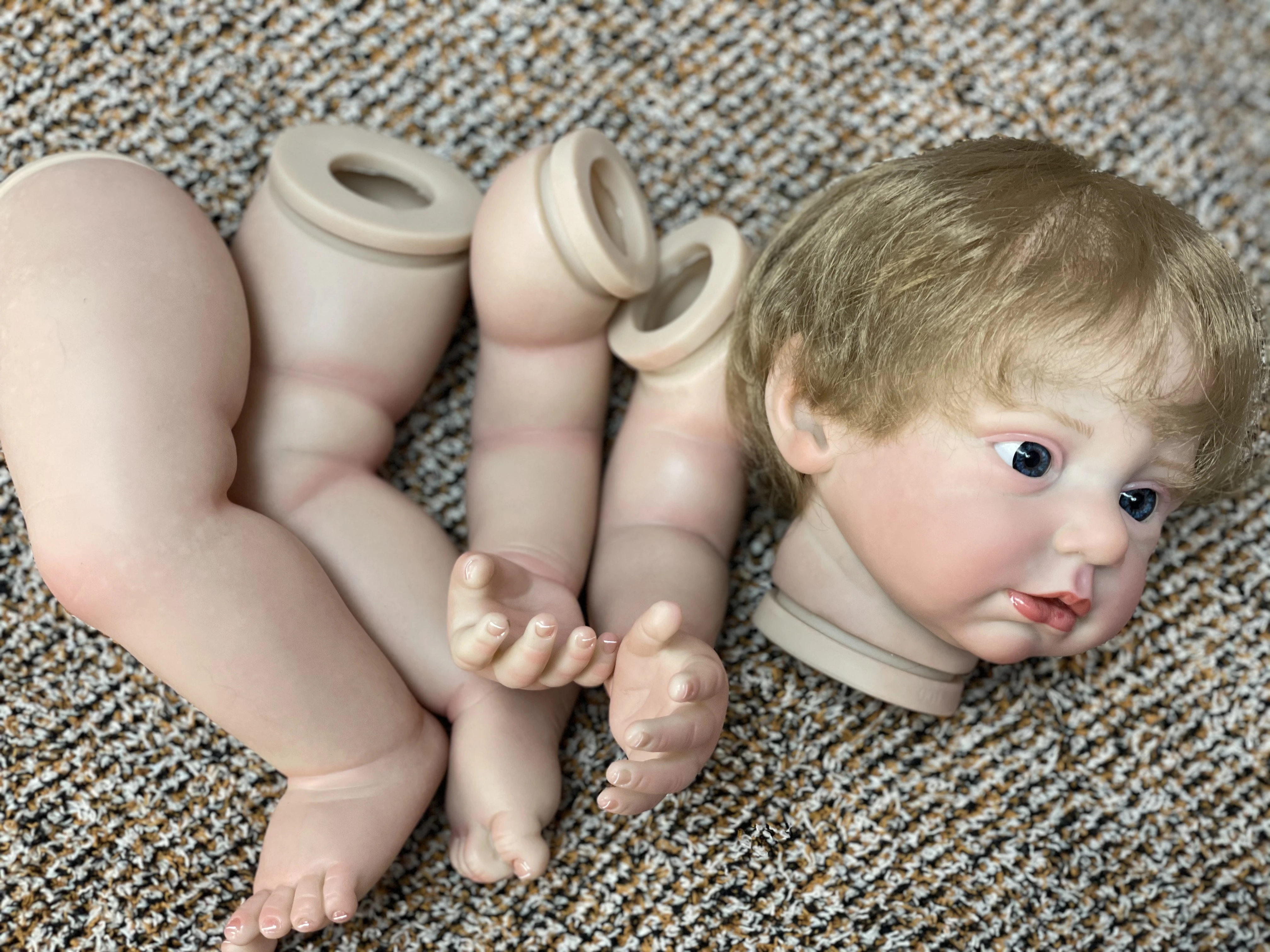 오픈 아이즈 다시 태어난 아기 인형 키트, 페인트 비비 다시 태어난 인형, DIY 부품 미완성 인형 키트, 어린이 선물, 다시 태어난 신 핀타르, 20-22 인치