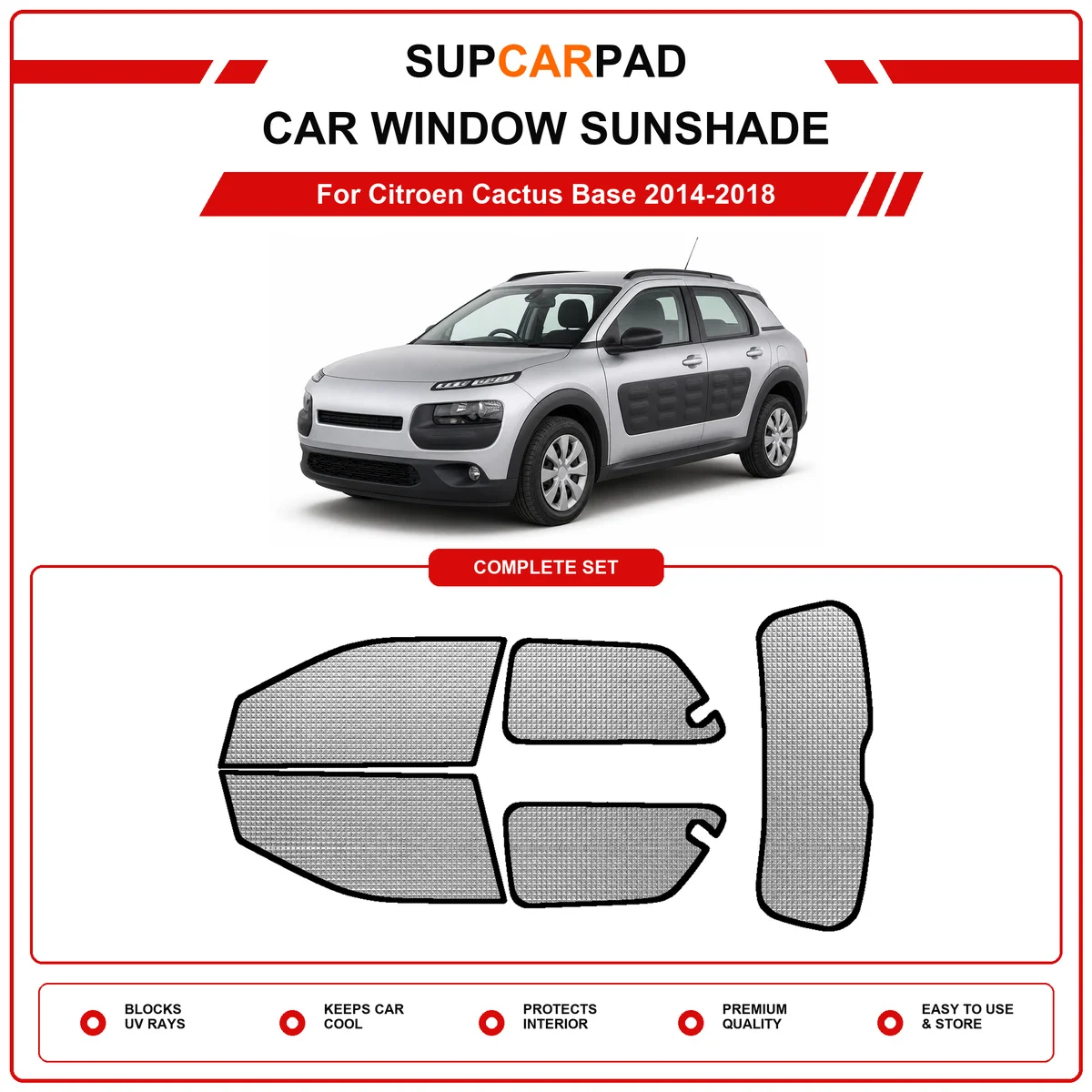 For Citroen Cactus Base 2014-2018 Pre‑Cut Auto Window Sunshade Anti‑UV Car Sun Visor Protector