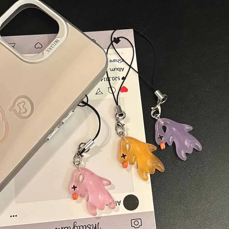 Mobile Phone Rope Keyring Ice Transparent Color Changing Roasted Duck Keychain Student Backpack Pendant Car Hanging Accessories