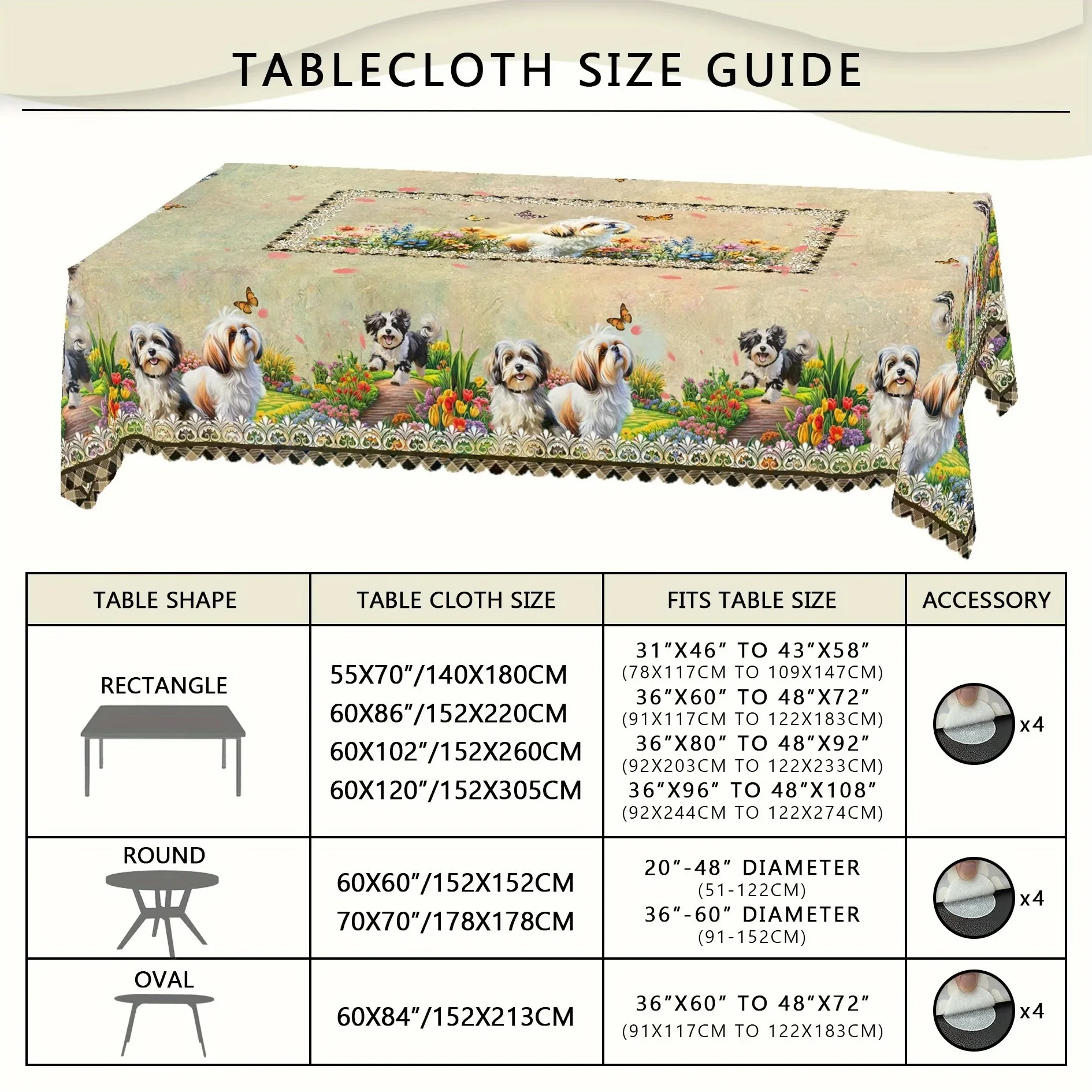 One lively floral butterfly pattern tablecloth, in a vintage watercolor style, essential for family gatherings and partiesxzj
